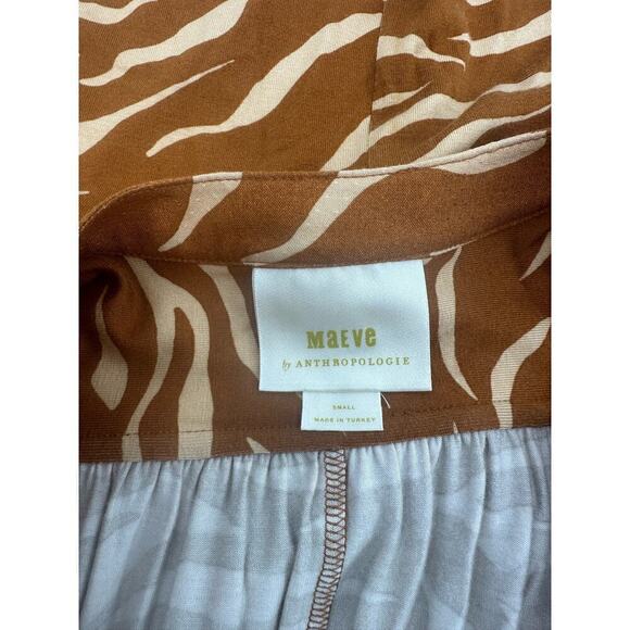 Anthropologie Maeve Windham Cedar Zebra Blouse Size S brown - Picture 8 of 9